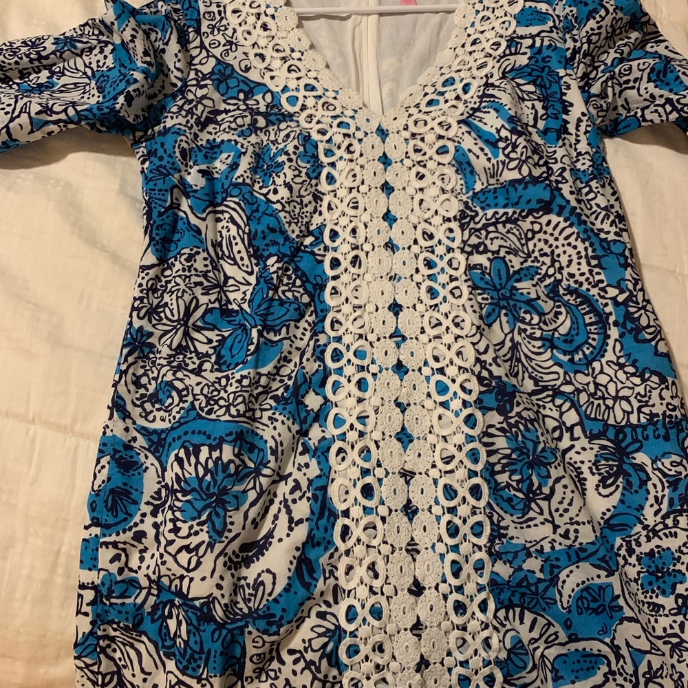 Blue/white (wish I knew the print) summer shift